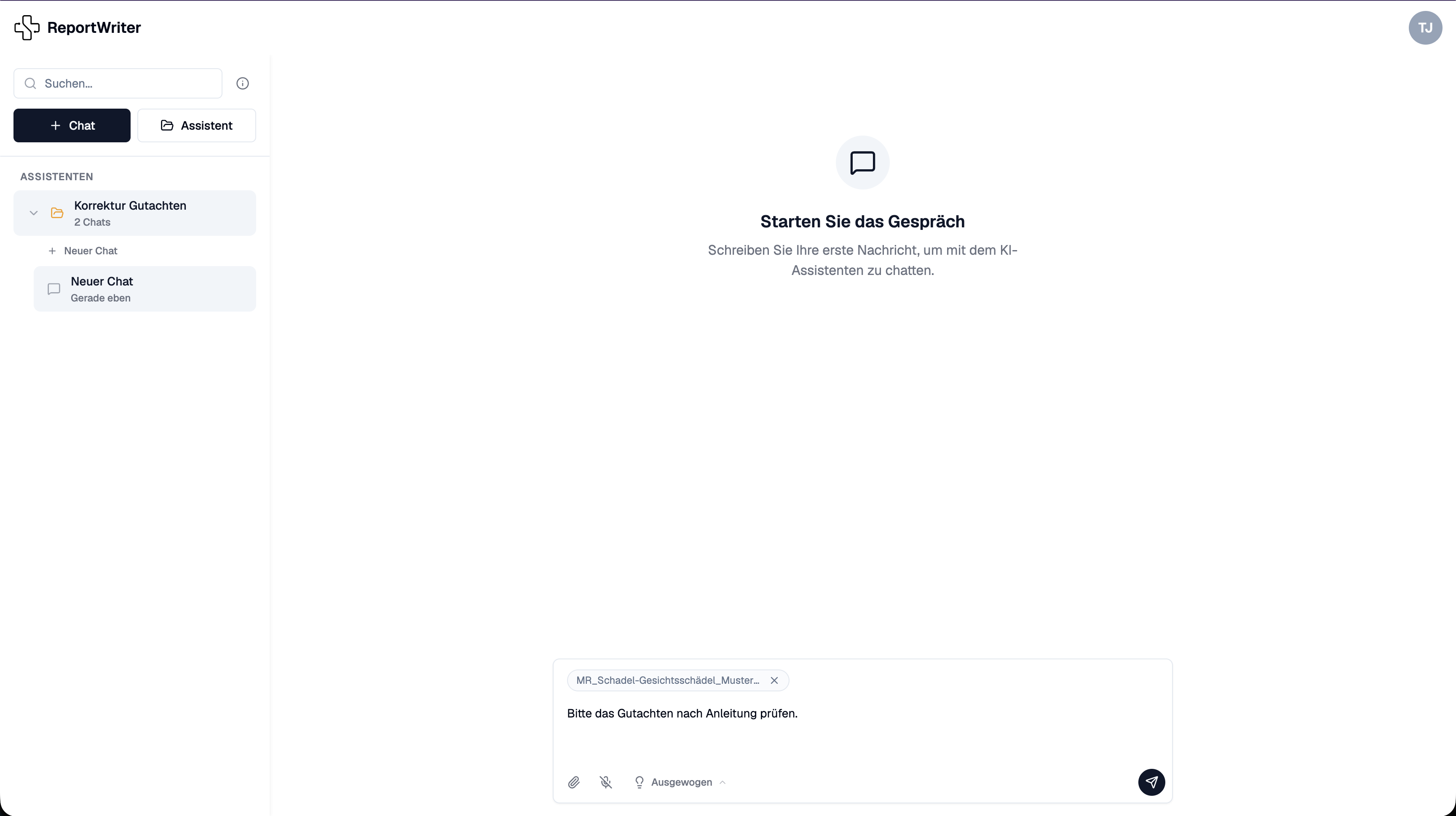 Secure Chat mit angehängtem medizinischen Dokument und eigenem Assistenten